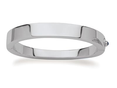 Bracelet Jonc fil carré asymétrique 6,10/10,2 mm, 59 mm, Or gris 18k - Image Standard - 1