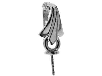Bélière clip pour perle de 9 à 10 mm, Or gris 18k rhodié. Réf. PEC039