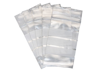 Sachets à zip mini, 35 x 60 mm, Plastique avec bandes blanches, sachet de 100 - Image Standard - 1