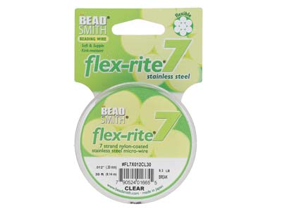 Fil Flexrite 7 brins, 0,30 mm, transparent, 9,14 mètres, Beadsmith - Image Standard - 1