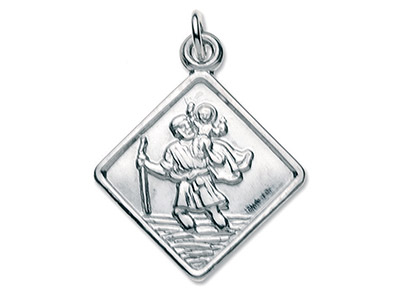 Médaille St Christophe carrée petit modèle, 11,50 mm, Argent 925 - Image Standard - 1