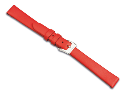 Bracelet montre en cuir de veau Rouge, 18 mm - Image Standard - 1