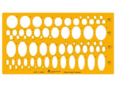 Gabarit pour conception et dessin d'Ellipses, ovales 25°, 35°, 45° et 60° - Image Standard - 1