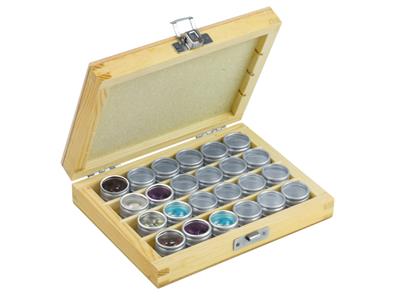 Boîte de rangement 24 boîtes rondes en aluminium, 15,5 x 11 x 2,9 cm, Bois - Image Standard - 1