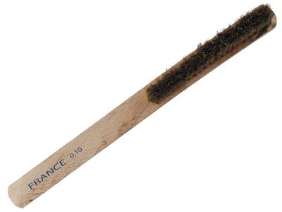 Brosse à main en laiton, 4 rangs, Lg 26 cm, manche bois