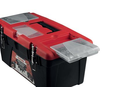 Boîte à outils, plastique noir et rouge, petit modèle, Mob