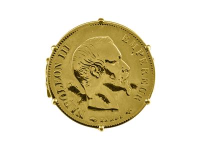 Bague porte-pièce 10 francs, serti 6 griffes, personnalisable, Or jaune 18k - Image Standard - 4