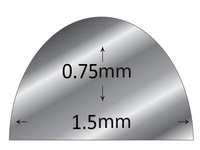 Fil demi-jonc Or gris 18k BN recuit, 1,50 x 0,75 mm - Image Standard - 2