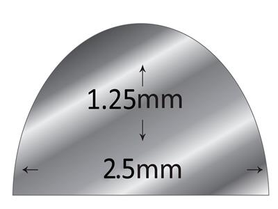 Fil demi-jonc Or gris 18k BN recuit, 2,50 x 1,25 mm - Image Standard - 2