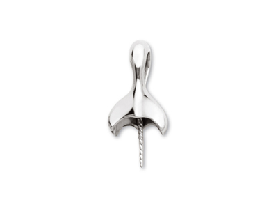 Pendentif Queue de dauphin pour perle de 7 à 9 mm, Or gris 18k. Réf. PE211 - Image Standard - 1