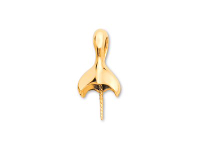 Pendentif Queue de dauphin pour perle de 7 à 9 mm, Or jaune 18k. Réf. PE211 - Image Standard - 1