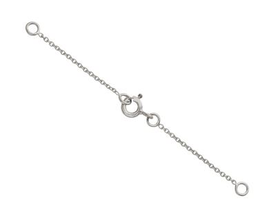 Chainette de sûreté pour collier, maille Forçat ronde 1,10 mm, 6 cm, Or gris 18k rhodié - Image Standard - 1