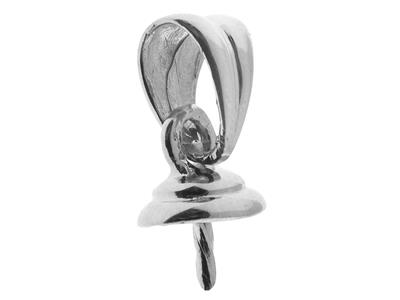 Bélière mobile pour perle de 8 à 9 mm, Or gris 18k rhodié. Réf. BE014 - Image Standard - 1