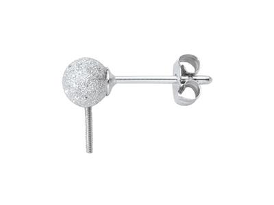 Boucle d'oreille à sertir pour perle avec boule laser 5 mm, Or gris 18k, la pièce - Image Standard - 1
