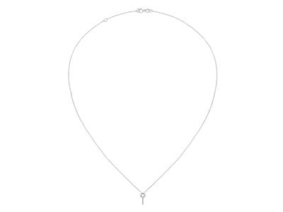 Collier maille Forçat, avec support tige pour perle et chaton pour pierre de 0,05 ct, 41+3 cm, Or gris 18k - Image Standard - 1
