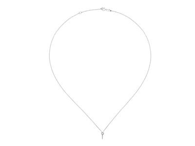 Collier maille Forçat, avec support tige pour perle et chaton pour pierre de 0,03 ct, 45 cm, Or gris 18k