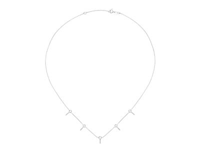 Collier maille Forçat, avec 5 supports tiges pour perles et 5 chatons pour pierres de 0,01 ct, 423 cm, Or gris 18k