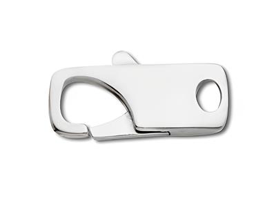 Fermoir Menotte plate avec anneau intégré 19 x 8 mm, Or gris 18k - Image Standard - 1