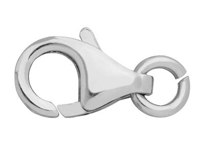 Fermoir Menotte bombé estampé avec anneau libre 11 mm, Or gris 18k rhodié. Réf. 17028 - Image Standard - 1