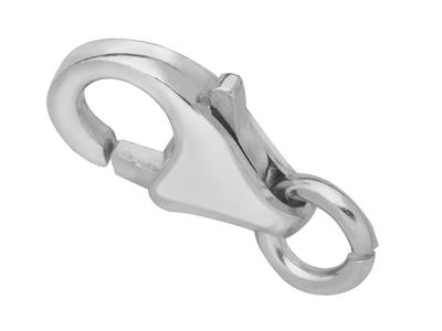 Fermoir Menotte bombé estampé avec anneau libre 11 mm, Or gris 18k rhodié. Réf. 17028 - Image Standard - 3
