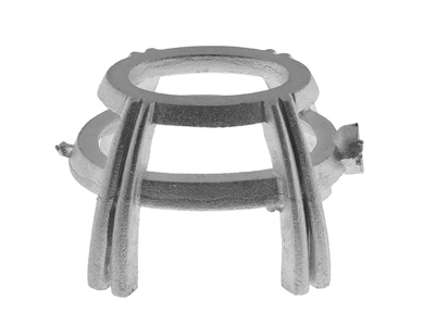 Chaton 4 doubles griffes, pour pierre ovale de 8 x 6 mm, Or gris 800. Réf. 04145 bis - Image Standard - 2