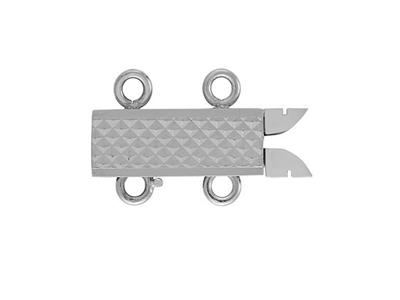 Fermoir Rectangulaire guilloché 10 mm, 2 rangs, Or gris 18k. Réf. 07112-2 - Image Standard - 1