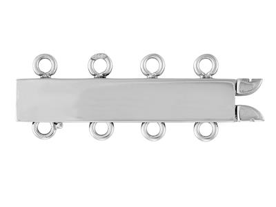 Fermoir Rectangulaire lisse 20 mm, 4 rangs, Or gris 18k. Réf. 07116-4 - Image Standard - 1