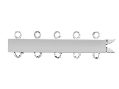 Fermoir Rectangulaire lisse 30 mm, 5 rangs, Or gris 18k. Réf. 07116-5 bis - Image Standard - 1