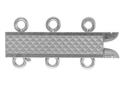 Fermoir Rectangulaire guilloché 15 mm, 3 rangs, Or gris 18k. Réf. 07112-3 - Image Standard - 1