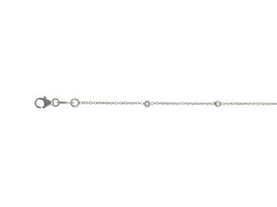 Bracelet à sertir maille Forçat ronde, pour 5 pierres de 1,30 mm, 17,5+1 cm, Or gris 18k rhodié - Image Standard - 1