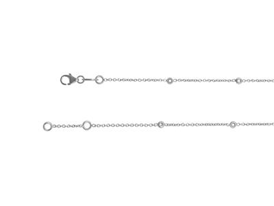 Bracelet à sertir maille Forçat ronde, pour 5 pierres de 1,30 mm, 17,5+1 cm, Or gris 18k rhodié - Image Standard - 3