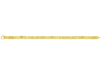 Bracelet Homme mailles et plaques alternées 6 mm, satinépoli, 21 cm, Or jaune 18k