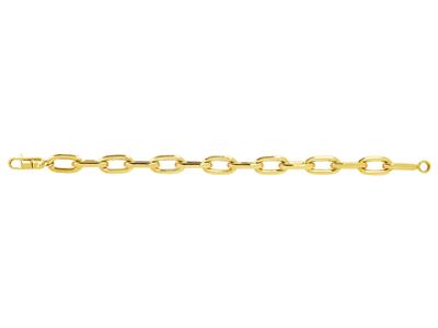 Bracelet mailles rectangles allongées creux 10 mm, 21 cm, Or jaune 18k