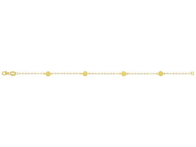 Bracelet 3 Boules satinées 5 mm sur chaîne Forçat claire, 18,5 cm, Or jaune 18k - Image Standard - 1