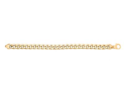 Bracelet maille Gourmette ovale creuse légère 10 mm, 21 cm, Or jaune 18k