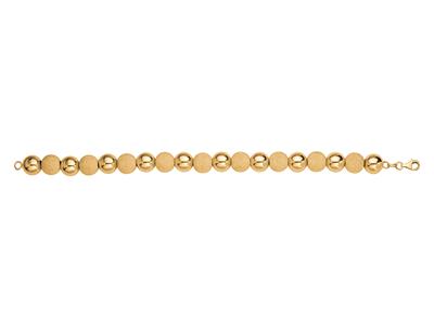 Bracelet Boules 10 mm légères alternées 1/1 lisses et laser, 20 cm, Or jaune 18k - Image Standard - 1