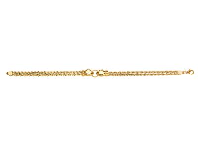 Bracelet double corde creuse 2 x 3 mm, têtes de panthères, 19 cm, Or jaune 18k - Image Standard - 1
