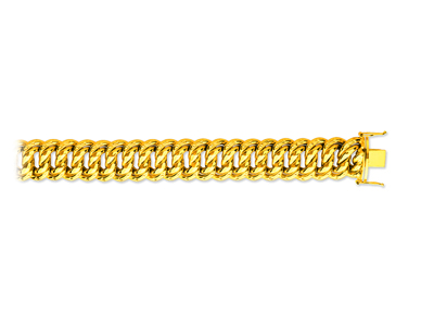 Bracelet maille Américaine 16 mm, 21 cm, Or jaune 18k