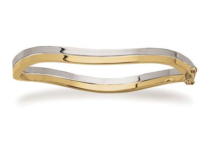 Bracelet Jonc double vague 6 mm, diamètre 60 mm, Or bicolore 18k - Image Standard - 1