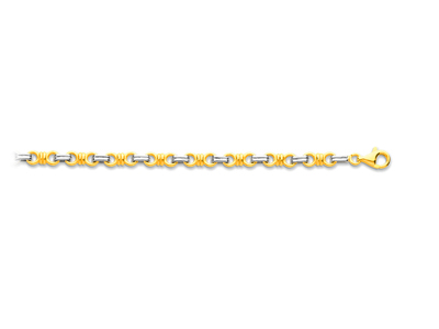 Bracelet maille Noeuds alternée ovales, 5,7 mm, 19,5 cm, Or bicolore 18k - Image Standard - 1