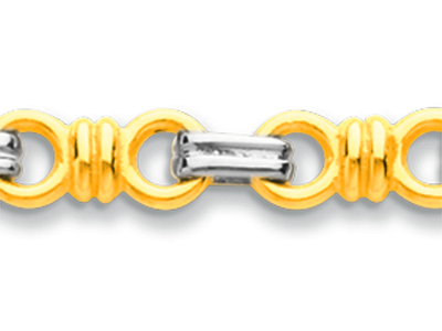 Bracelet maille Noeuds alternée ovales, 5,7 mm, 19,5 cm, Or bicolore 18k - Image Standard - 2