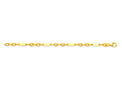 Bracelet maille Alternée plaquettes et 2 grains de café 4,8 mm, 21 cm, Or jaune 18k - Image Standard - 1