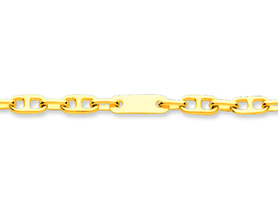 Bracelet Homme plaquettes alternées 2 mailles Marine 4 mm, 20,5 cm, Or jaune 18k - Image Standard - 2