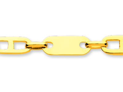 Bracelet Homme plaquettes alternées Marine plate 5,7 mm, 21 cm, Or jaune 18k - Image Standard - 2