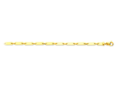 Bracelet Homme plaquettes avec anneau intermédiaire 3,9 mm, 21 cm, Or jaune 18k