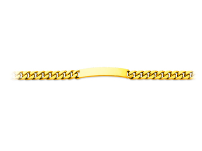 Bracelet identité maille Gourmette serrée 7 mm, 21 cm, Or jaune 18k