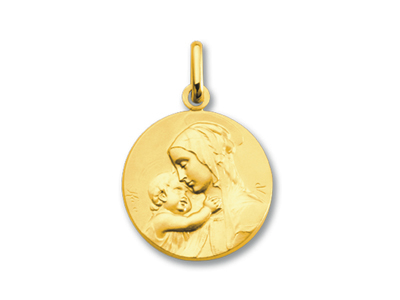 Médaille Vierge à l'enfant classique, Or jaune 18k - Image Standard - 1