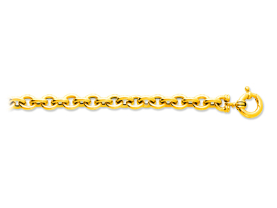 Bracelet maille Forçat ronde creuse 9,70 mm, 19,50 cm, Or jaune 18k