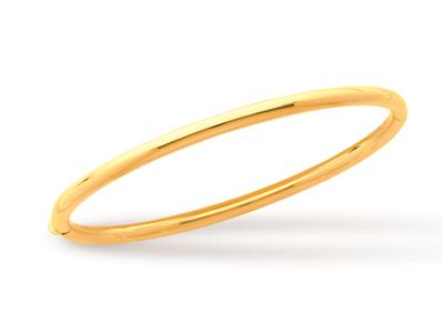 Bracelet Jonc ouvrant, fil rond 3 mm, forme ovale 63 mm, Or jaune 18k - Image Standard - 1