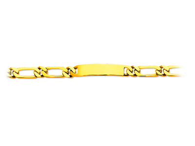 Bracelet identité maille Alternée 11 serrée 9 mm, 22 cm, Or jaune 18k
